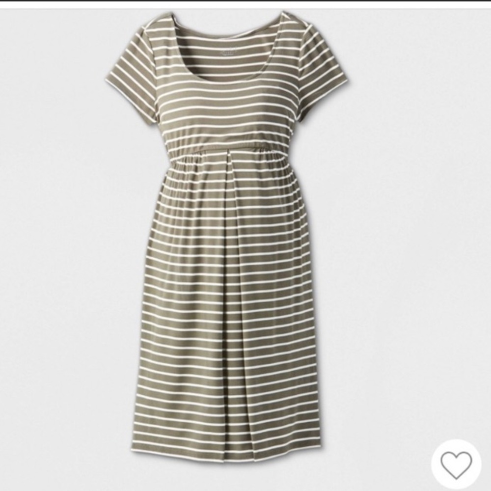 Green striped maternity dress